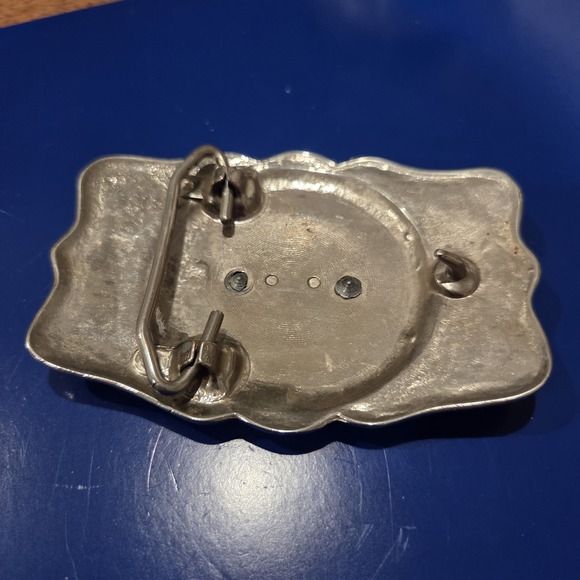 Western Rodeo Bronc Rider Belt Buckle Gold Silver Tone Rope Edge - Picture 4 of 6